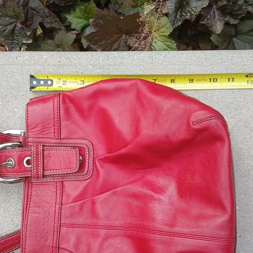 COACH Soho Pleated  Red Leather Large Shoulder Handbag